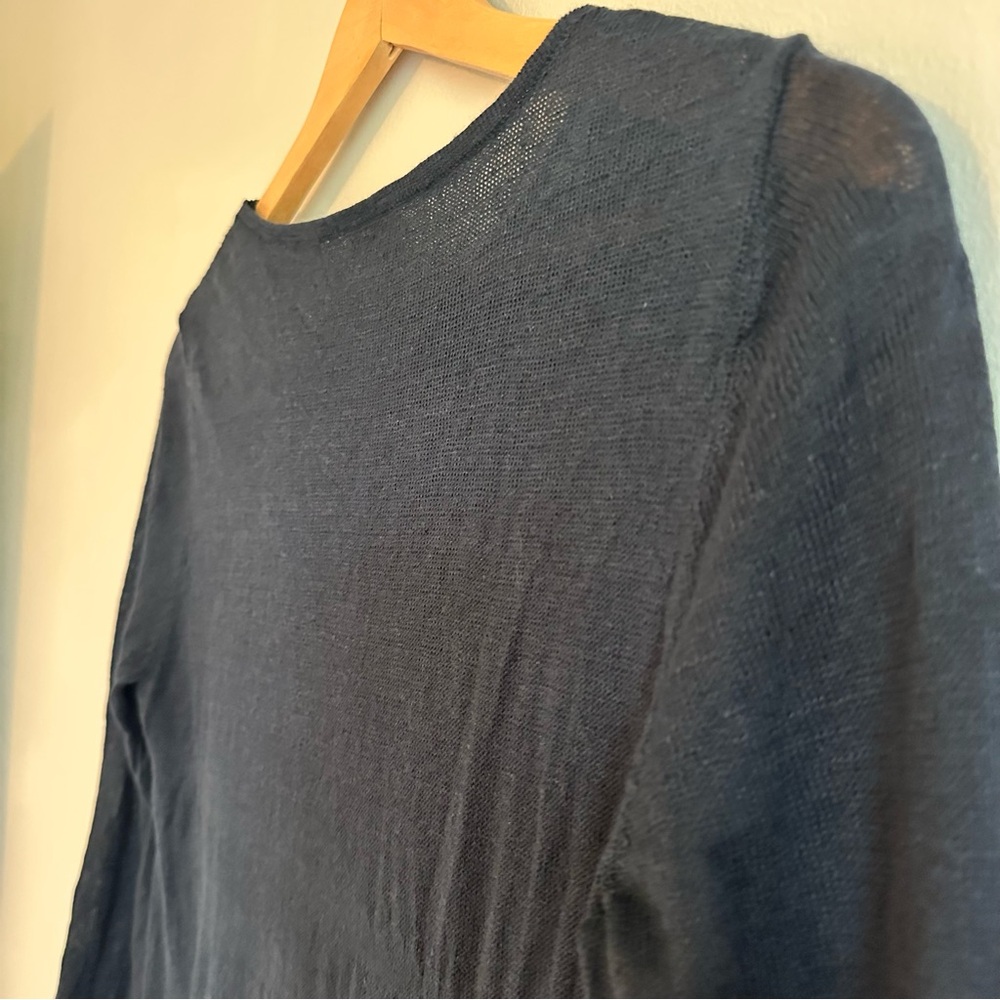 J. Jill Floral Embroidered Top Women’s Small Navy | 3/4 Sleeve Boho Lace Detail - Picture 13 of 14